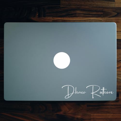 Image of Custom Personalised Name Vinyl Sticker for Laptop, Guitar, Computer, Notebook, Aesthetic Cursive Script Style, White