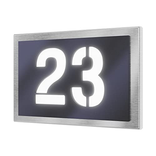 Numéro de maison lumineux en acier inoxydable V2A extérieur anthracite