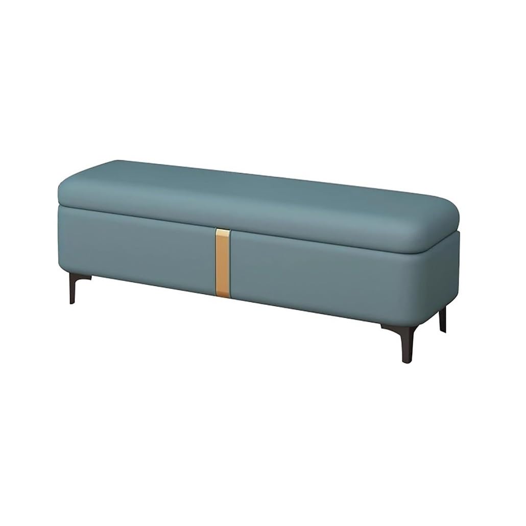 SXZenSpace Storage Benches End Of Bed Bench Large Upholstered Ottoman Leather Material Shoe Cabinet For Bedroom Entryway Closet(Green,120x40x40cm)
