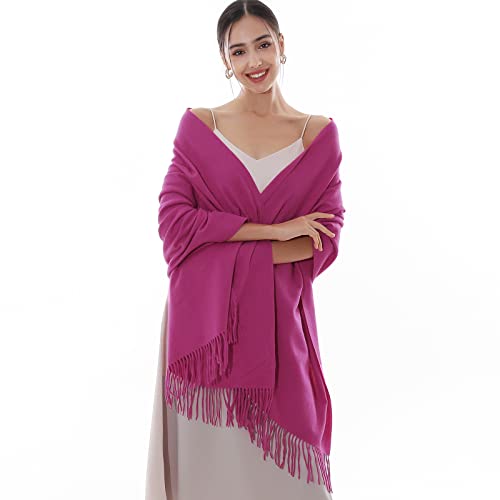 RIIQIICHY Winter Scarfs for Women Pashmina Shawls Wraps for Evening Dresses Large Warm Soft Scarves Rose Red