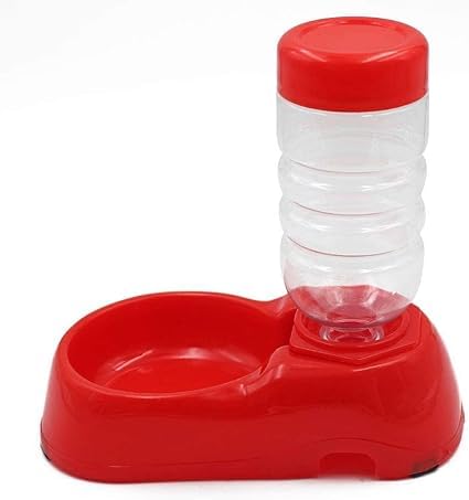 Pet Feeder 400ml Cat Dog Rabbit Food & Water Automatic Dispenser Dish Bowl Feeder Bottles (Blue & Red) (Blue)