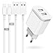 Produktbild Niluoya USB Ladegerät mit Ladekabel 2M, Phone Kabel mit 2.1A 5V Netzteil Ladeset Ladeadapter Stecker Charger Adapter Netzstecker für iPhone XS Max XR X 11 10 8 7 6 6S Plus SE 5S/5/5C, Pad pro