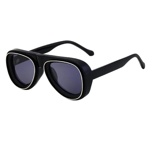 Lunettes de soleil vintage punk grand format et monture concave tendance