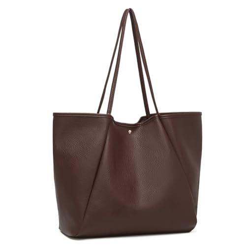 Dreubea Large Leather Tote Bag for Women - Big Work Bag, Spacious Minimalist Handbag, Tote Handbag for Office Coffee by Dreubea - Used condition - US$44.99