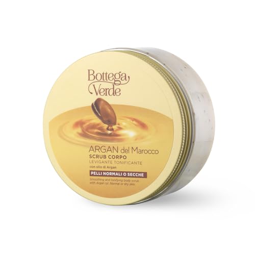 Bottega Verde - Scrub Corpo Argan del Marocco, 200 ml, con Olio di Argan e Microgranuli Esfolianti, Trattamento Levigante e Tonificante per Pelli Normali o Secche
