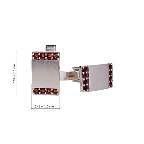 Bohemian Garnet Sterling Silver Matte Cufflinks #TOP2