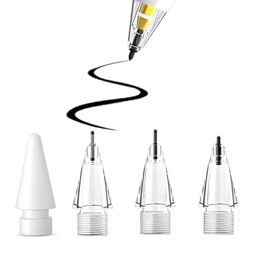 JUNOVA for 2025 Apple Pencil�����p�`�b�v Apple Pencil �y���� - ���̂悤�ȏ����S�n�A�É��E��ʕی�Ή� (Pro/��2/��1/USB-C) �y4���� �N���A (2B+HB+2B��+4B �e1�{)�z