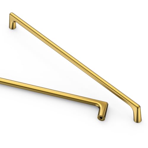 Image of Asidrama 10 Pack 10 Inch(256mm) Vibrant Brushed Moderne Brass Cabinet Pulls Heavy-Duty Solid Kitchen Cabinet Handles Drawer Hardware for Bathrooms Cabinets 3307