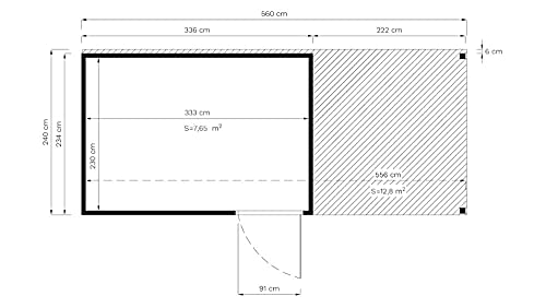 Alpholz Gartenhaus Holz Gerätehaus Unterstand Design Cube Lounge mit Fussboden und Anbau Schleppdach – Bild 5