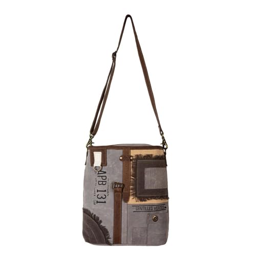 Myra Bag Shoulder Bag for Women - Western Upcycled Canvas & Leather Gray4