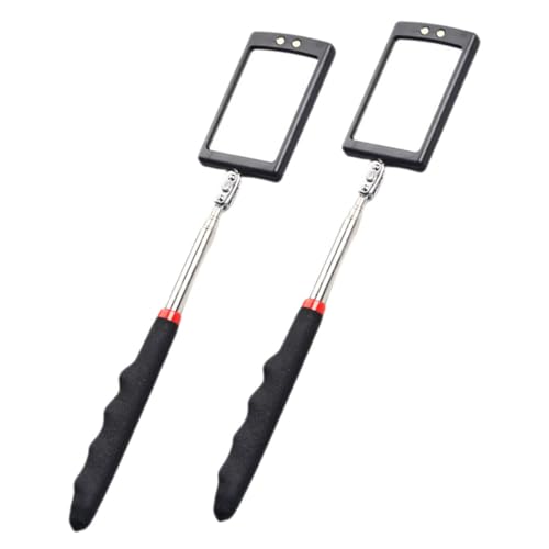 SOLUSTRE Multifunctional Mirror for Mechanics 2pcs Telescoping Inspection Mirror Led Lights Easy to Use for Vehicle Inspecti
