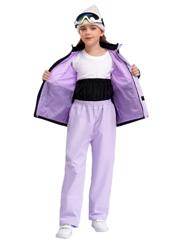 CHICTRY Kids Girls Winter Warm Waterproof Snowsuits Outdoor Snow Ski Suits Long Sleeve Hooded Jacket with Pants2