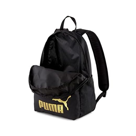 PUMA Phase Backpack Mochilla, Unisex Adulto, Black/Golden Logo, Talla única