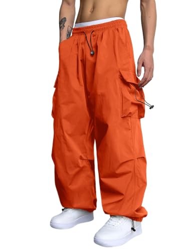ZAFUL Mens Parachute Pants Flat Pocket Y2K Casual Pants Baggy