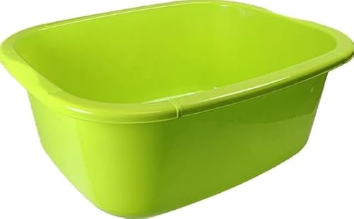 TRTO 1Pcs Lime Green Colour 11 Litres Washing Up Bowl Rectangular Plastic Multi-Purpose Basin Mixing Sink Portable Wash Basin, Plastic Kitchen Sink Tidy Organisers