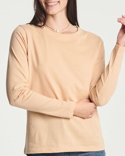 Real Essentials 4 Pack: Women's Cotton Classic-Fit Long-Sleeve Crewneck T-Shirt (Available in Plus Size)3