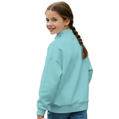 AFPANQZ Girls Sweatshirt Quarter Zip Cropped Long Sleeve Pullover Kids Sweatshirts Tops Trendy Cute Teen Girl Fall Clothes2