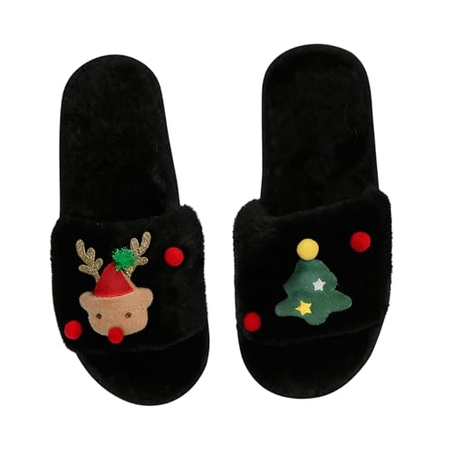 Christmas Slippers for Women Cute House Shoes Fluffy Cozy Plush House Slippers Soft Non-Slip Home Shoes Women