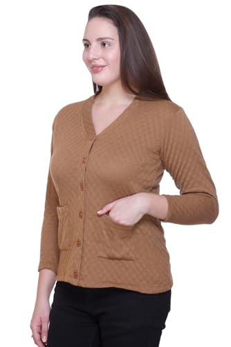 Image of Women Sweater for Winters Woolen Acrylic Full Sleeve V-Neck Cable Design Cardigan Sweater for Women Winter Woollen Stylish