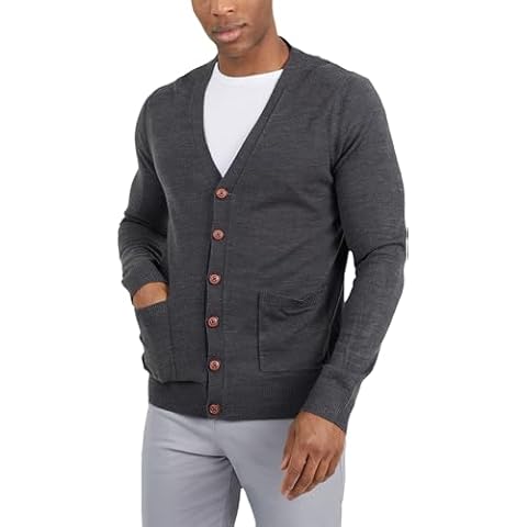 BRAVE SOUL Mens Charcoal Cardigan with Bird Design Cover