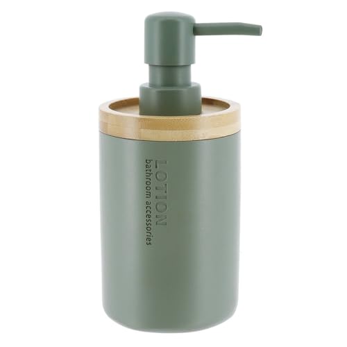 Tendance - Distributeur à Savon Polyrésine 280 ML - Kaki/Bambou - Salle de Bain - Accessoire Salle de Bain à Poser