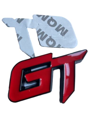 Image of 2X GT Logo Car Emblem 3D Metal Badge Auto Racing Sport Sticker Tourer Decal(Red Black)