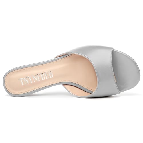 Image of TNYNFBEB Womens Low Kitten Heel Open Toe Sandals Mules Shoes Slingback Prom Party Dress Summer 1.4 Inches Heels