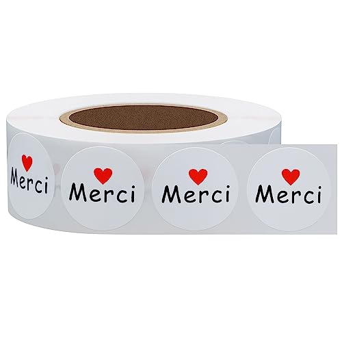 Hycodest 1000 etiquette autocollante merci, 25mm Thank You Sticker Merci Label Petit Rond en Papier Étiquettes de Remerciement pour Noël