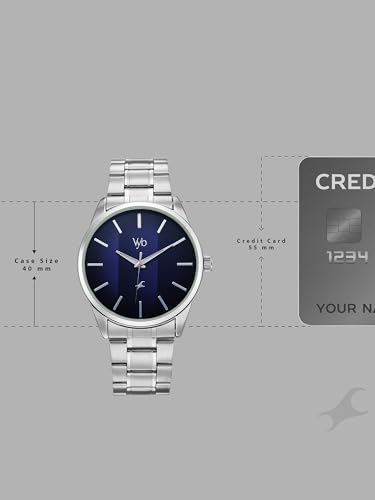 Image of Fastrack Vyb Drift with Quartz Analog Navy Blue Dial Steel Stainless Steel Strap Watch for Men - FV30041SM01W