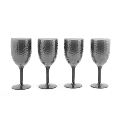 Cambridge Fete Weingläser Diamant-Design, 4-teiliges Weingläser-Set, einfache Reinigung, vielseitig, BPA-frei, Einsatz im Freien, bei Partys, in Ferienhäusern und beim Campen, grau