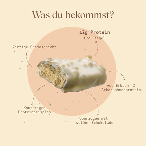 VETAIN Vegan Proteinriegel - Crispy Zimtschnecke - 12g Protein pro Riegel - Mit Mönchsfrucht gesüßt - 100% natürliche Zutaten - Ohne Palmöl - Frei von Sucralose & Maltit - 12 x 55g 4