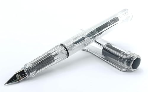 Image of QALAM KAARI White Transparent Fountain Ink Pen with Ink Converter Pump | Clear Transparent Body Fountain Pen with Fine Nib(0.5mm) | Zero Ink Leakage Smooth Writing Ink Pen