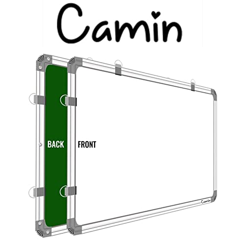 Image of Camin Melamine Whiteboard Non Magnetic 2X3 Feet Double Sided White Board & Chalk Board Both Side Writing Boards,One Side White Marker & Reverse Side Chalk Board Surface (2X3 Feet)