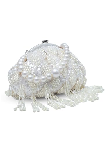 Image of THE TAN CLAN Ava Pearl Batua Bag for women Purses Luxury Evening Handbags for ladies with Magnetic Closure