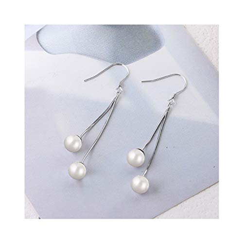 Sterling Silver Freshwater Pearl Threader Dangle Drop Earrings Threader Tassel Dangling Charm Hoop Earrings Long Chain Hook Earring Fashion Jewelry Gifts for Women3