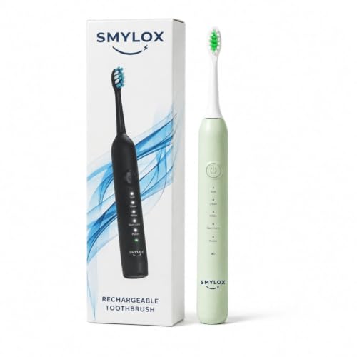 Image of Smylox Go Rechargeable Electric Toothbrush for Adults | 2 Brush Heads | 5 Cleaning Modes | 120-Day Battery Life | 2-Min Smart Timer with QuadPacer | IPX8 Waterproof | USB-C Fast Charging, 1-Y Warranty