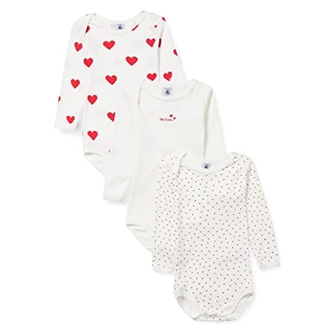 Petit Bateau Baby Girls' 3 Body USM, White + Red + White, 12-18 Months (Pack of 3) Cover