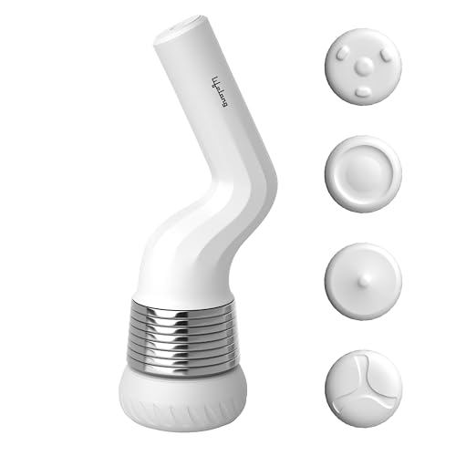 Image of Lifelong Flathead Cordless Massager | Rechargeable Body Massager for Pain Relief | 4 Heads for Targeted Therapy | 6 Speed Levels | Full Body Electric Percussion Massager for Adults & Children | White