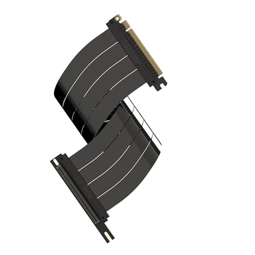 Image of LINKUP - AVA5 PCIE 5.0 Riser Cable (Open Box) [40cm (Total Length 44cm)] RTX5090 RX9070 GPU Ready | x16 128GB /s Speed | Compatible with PCIe 4.0 & WRX80 /WRX90E | Right Angle, Black