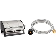 Cuisinart 8,000 BTU Portable Propane Tabletop Gas Grill Bundle with Propane Adapter & 5ft Hose for Portable Appliances