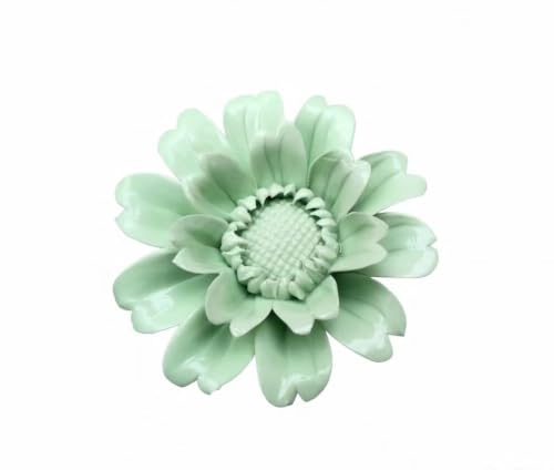 Image of Light Green,Sunflower, 2.76 inch,Ceramic Flower Wall Art Decor, Artificial Flower Wall Sculpture,Handmade Ceramic Flowers for Home,Hallway,Living Room, Kitchen,Bathroom