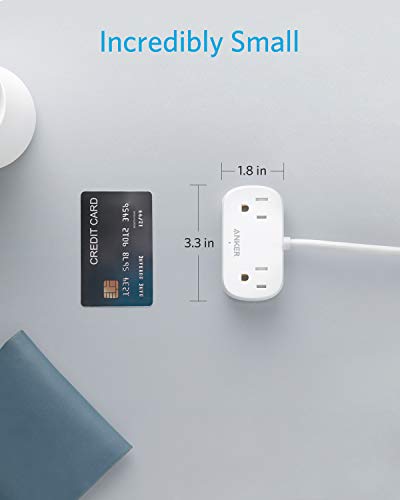 Anker Extension Cord,Mini Power Strip With Usb Ports ,2 Outlets And 2 Usb Ports, Flat Plug, 5 Ft Extension Cord, Safety System For Travel, Desk, And Home Office, Tuv Listed #TOP2