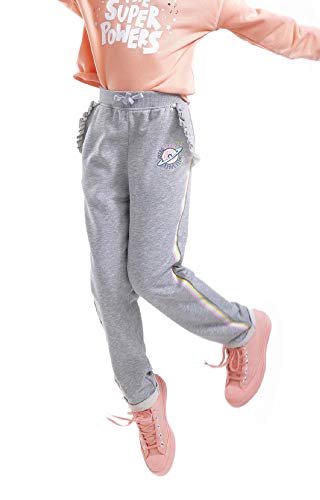 M.D.K Girls Cute Ruffles Pull On Drawstring Roll Up Sports Joggers Casual Lounge