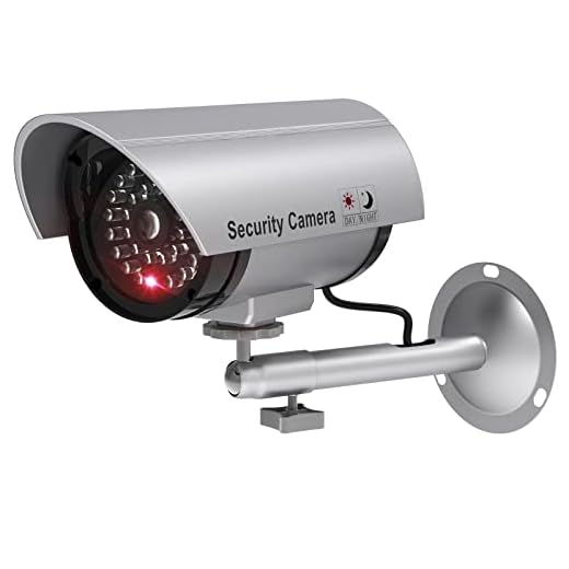 WALI Bullet Dummy Fake Surveillance Security CCTV Dome Camera Indoor Outdoor with one LED Light + Security Alert Sticker Decals (TC-S1), Silver