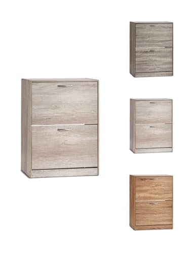 Jardin202 - Zapatero de Madera con Dos Cajones– Armario Almacenamiento Abatible para Recibidor – Mueble Auxiliar | Haya