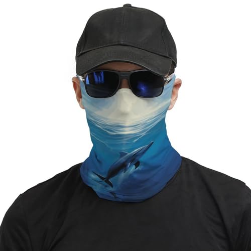 Neck Gaiter Dolphin in The Ocean Face Mask for Travel Face Cover Scarf for Men Women Elastic Headbands Wind-proof Bandana for Skiing Fishing Hiking Cycling3