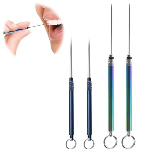 ZEACCT 4 Piezas Palillo de Dientes de Aleación de Titanio, Palillos de Dientes de Titanio Portátiles, Palillos de Dientes Portátiles de Acero Inoxidable, para Picnic y Camping al Aire Libre