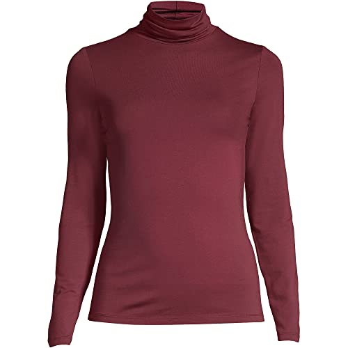 Image of Lands' End Women's Jersey Knit Turtleneck | Cotton and Rayon Modal Blend, Fitted, Self-Fabric Neck, Mid-Hip Length, Layering, Petite and Plus Sizes