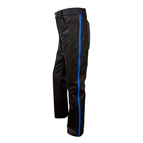 Real Black Leather ONE Panel Mens Biker Jeans Pants