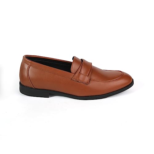 Image of BRATVA 1008 Men's Loafers & Moccasins Shoes with Synthetic Leather Upper & Leather Lining in Colour Black /Brown /TAN for Men